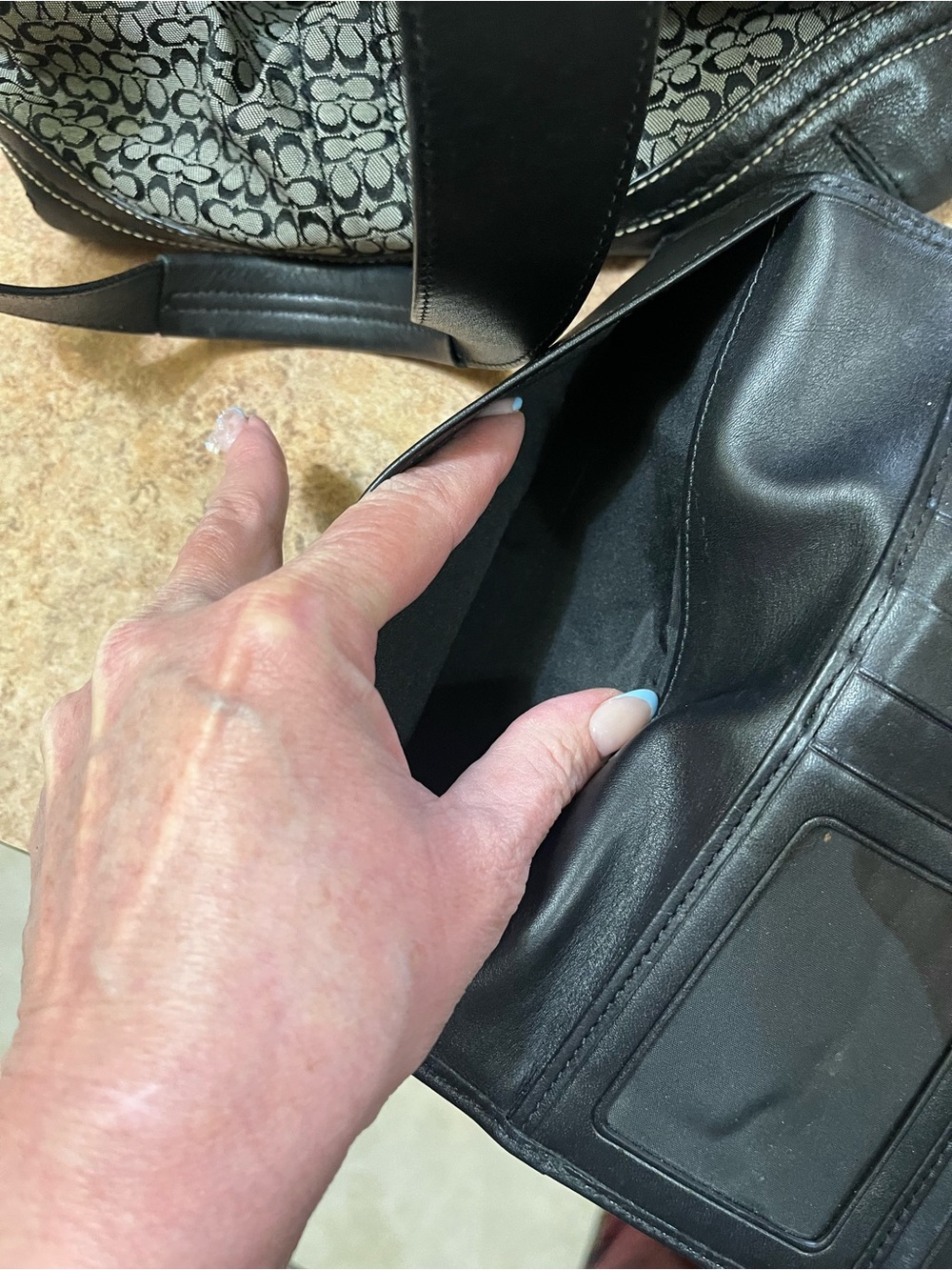 Coach  Black and Gray Signature Tote with Matching Wallet - Picture 14 of 16
